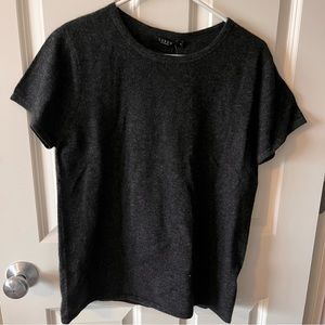 Lusso Cashmere Desiree Cashmere short sleeve sweater dark grey size XL